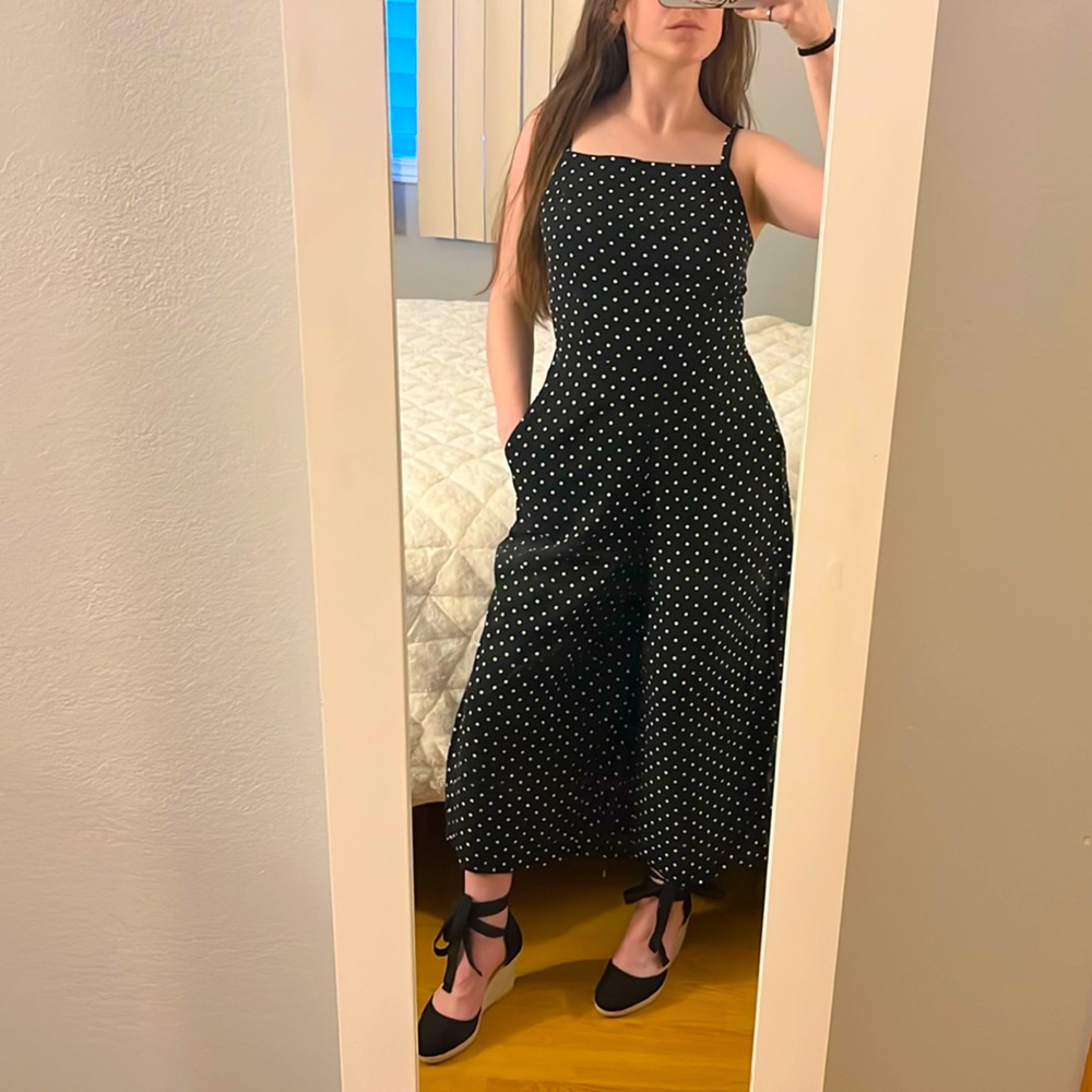 Old Navy Black and White Polka Dot Jumpsuit